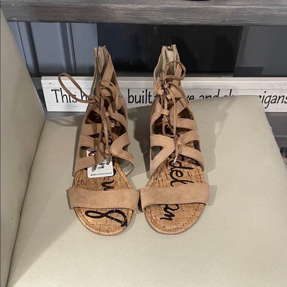 Sam Edelman Gladiator Sandals Brown Tan Lace Up Spring Summer Western Cowgirl 9